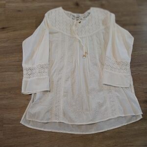 CHIC Coleccion White 2X Cotton Tunic with Embroidery